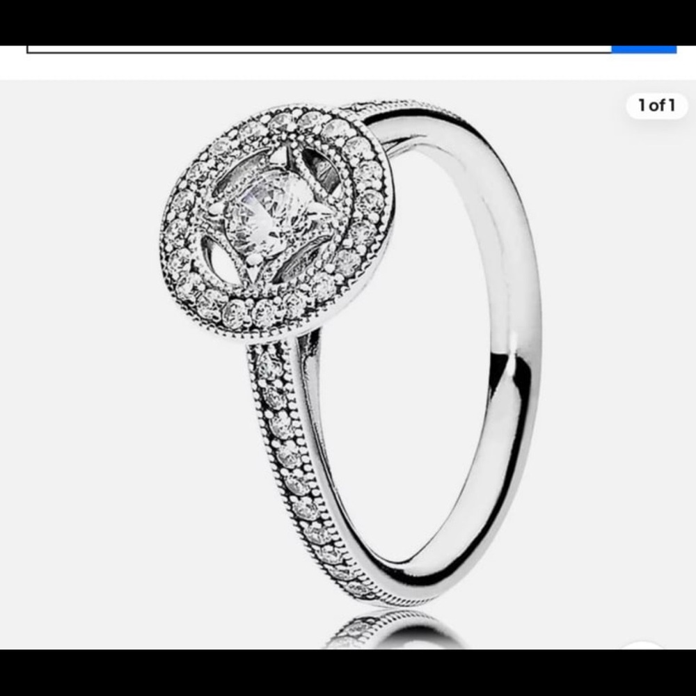 Pandora Sterling Silver Vintage Allure Round CZ Ring